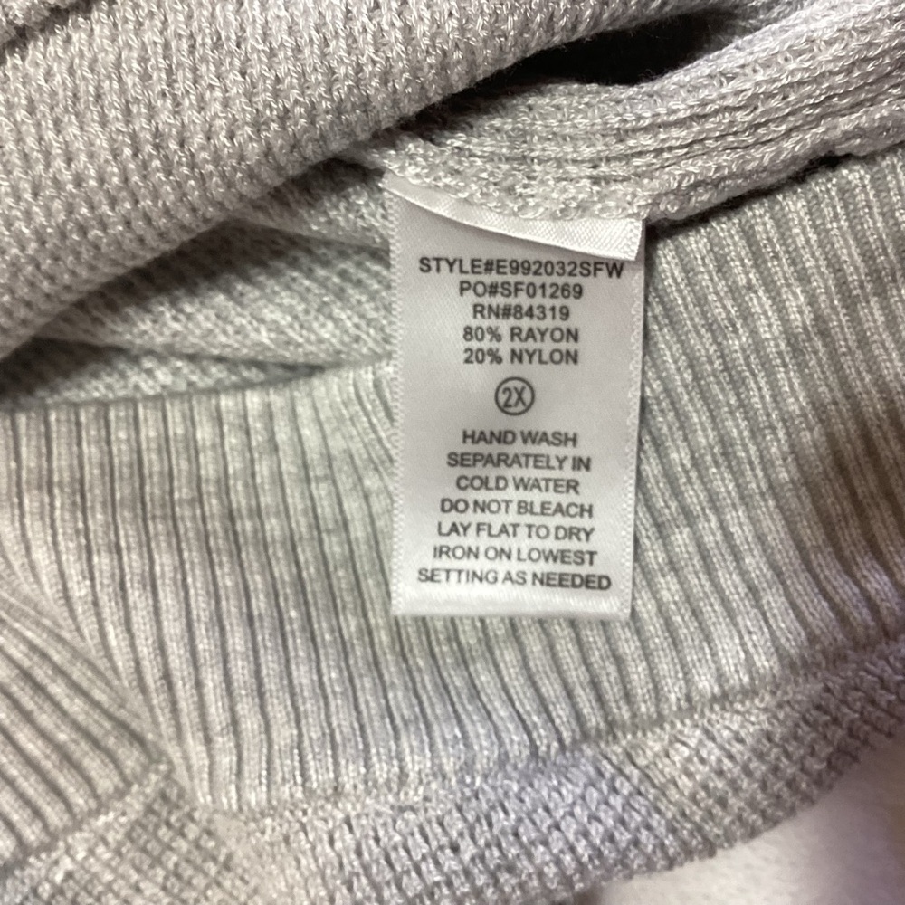 NWOT Evolution by Cyrus Gray Green Colorblock Waffle Knit Hoodie 2X Baseball - Picture 7 of 7